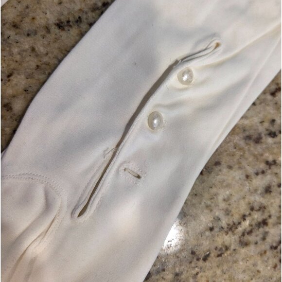 Vintage Womens Size M white Nylon Formal 22" Long Opera Gloves *missing buttons* - Picture 10 of 16